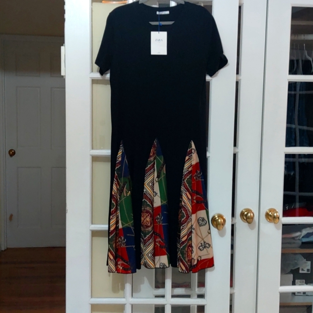 Zara Black and Multicolor Women's Dress
